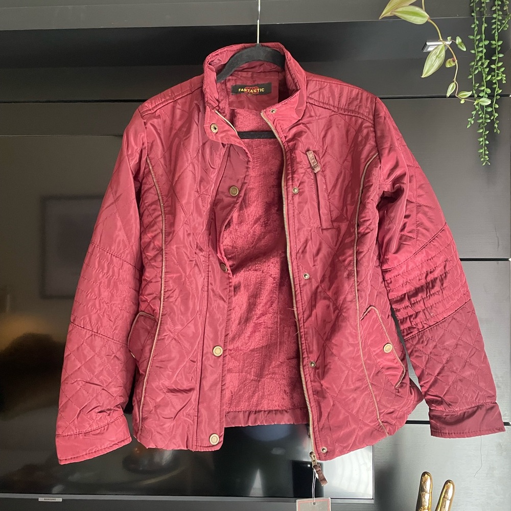 Burgundy quilted coat